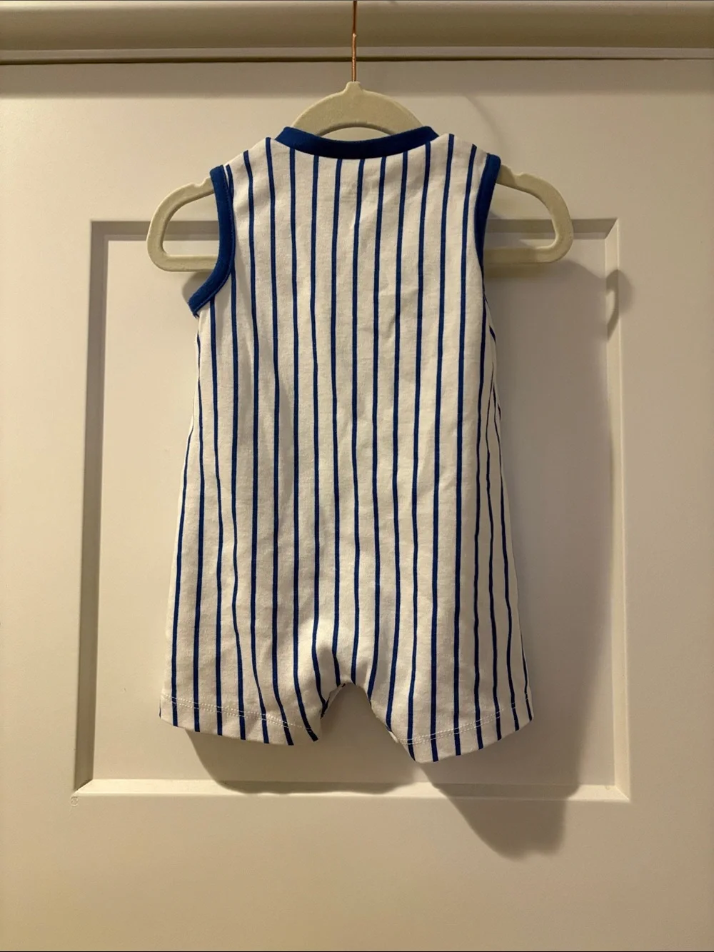 Little Me Striped 'Rookie' Baseball Romper  Baby Boy - Blue & White 6 Months
